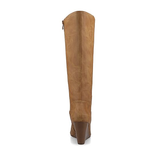 Journee Collection Womens Langly-Wc Wide Calf Wedge Heel Dress Boots