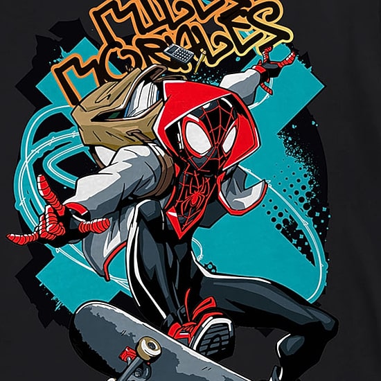 Miles Morales Little & Big Kid Boys Crew Neck Short Sleeve Regular Fit Spiderman Graphic T-Shirt