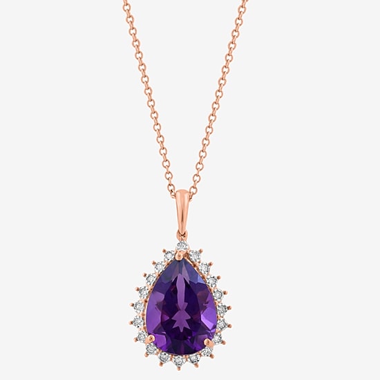 Effy Final Call Limited Quantities! Womens 1/10 CT. T.W. Genuine Purple Amethyst 14K Gold Pear 18 Inch Pendant Necklace