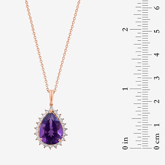 Effy Final Call Limited Quantities! Womens 1/10 CT. T.W. Genuine Purple Amethyst 14K Gold Pear 18 Inch Pendant Necklace
