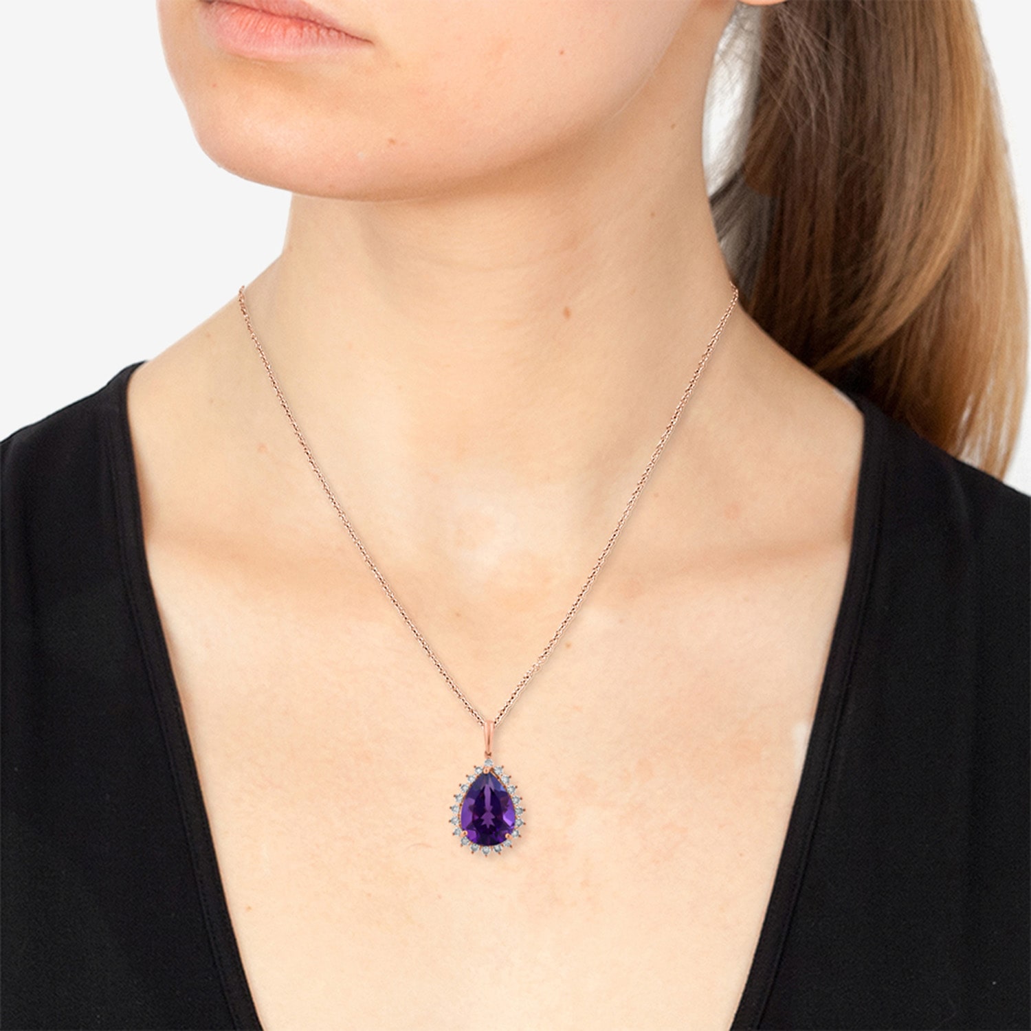 Effy Final Call Limited Quantities! Womens 1/10 CT. T.W. Genuine Purple Amethyst 14K Gold Pear 18 Inch Pendant Necklace