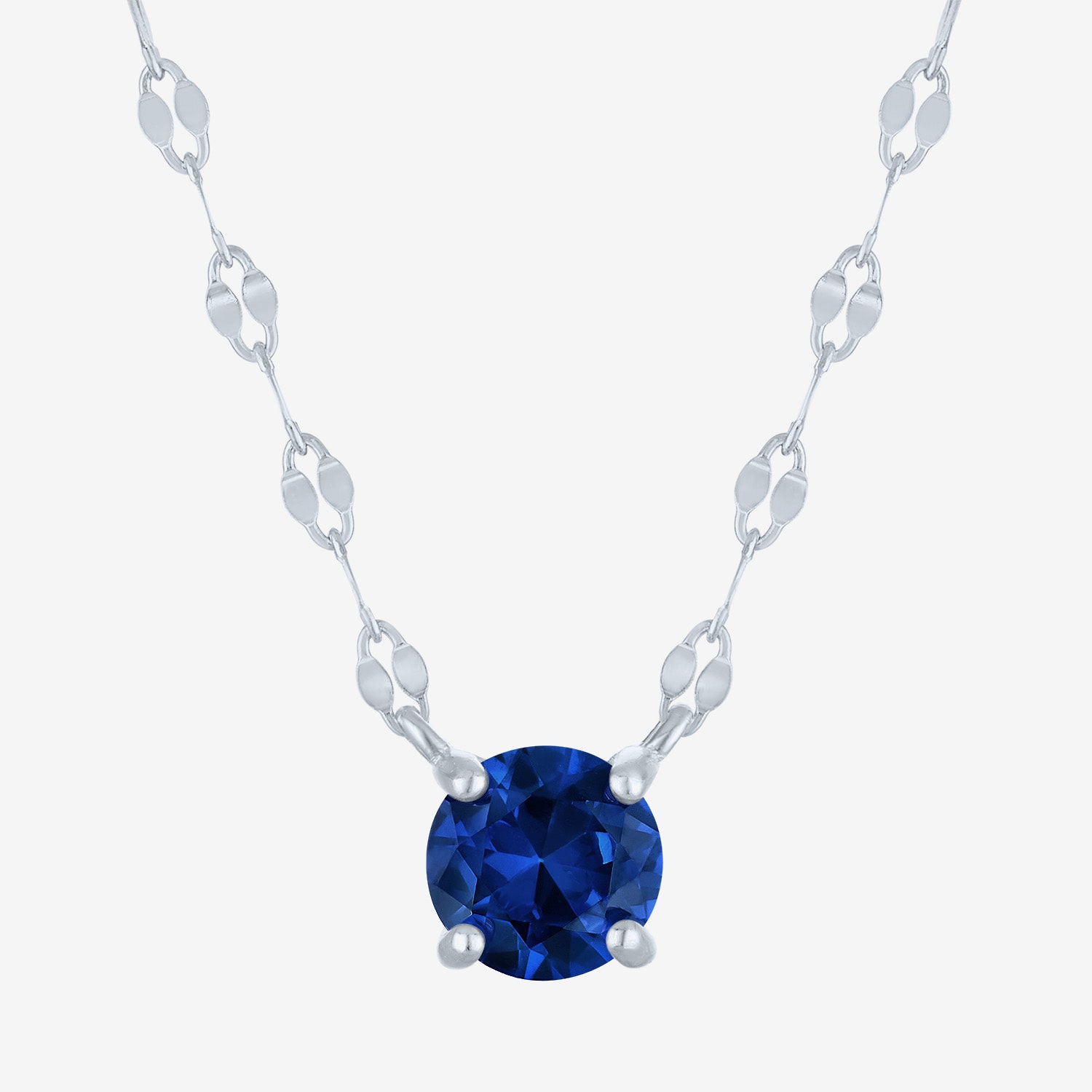 Gemstone Sterling Silver Round 16 Inch Pendant Necklace