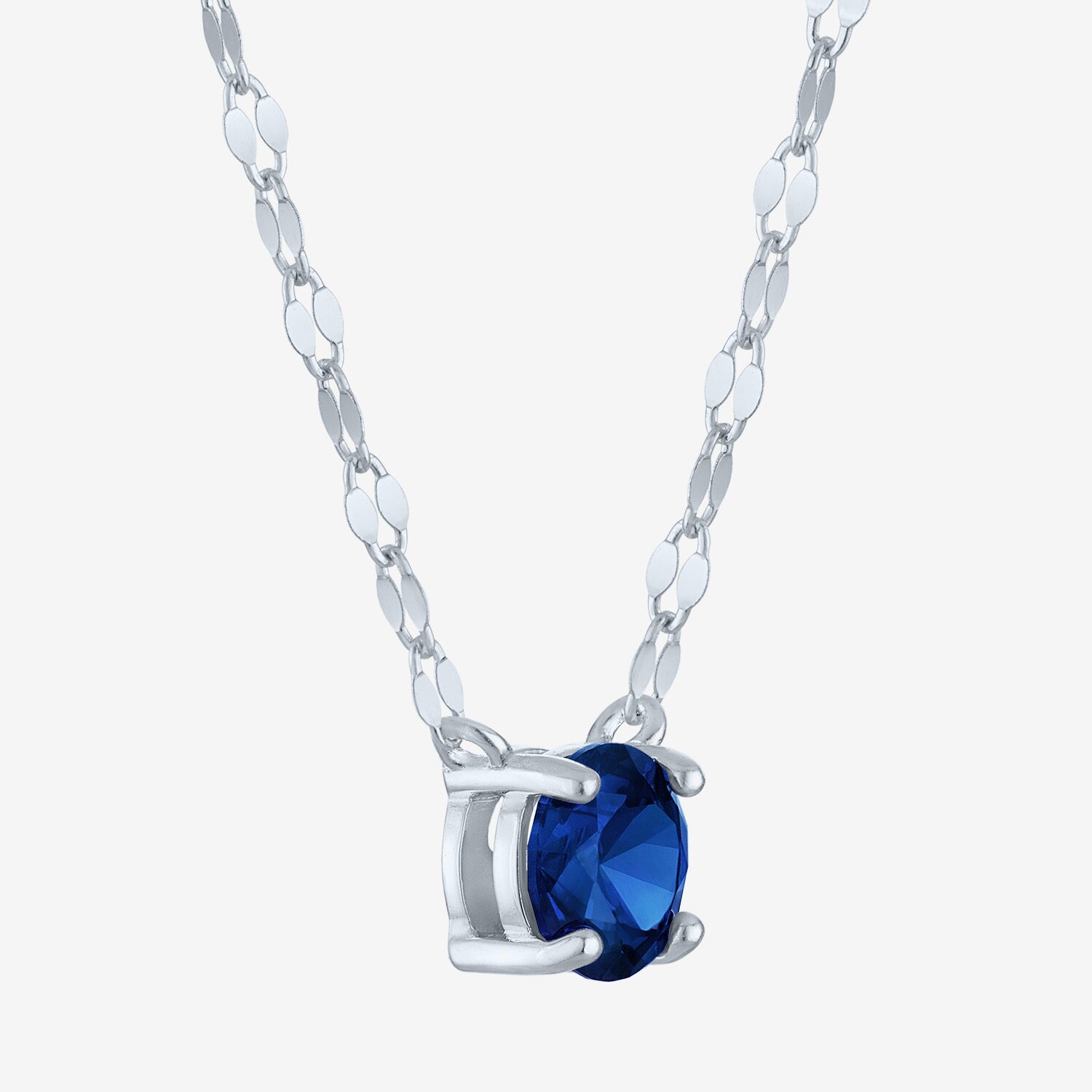 Gemstone Sterling Silver Round 16 Inch Pendant Necklace