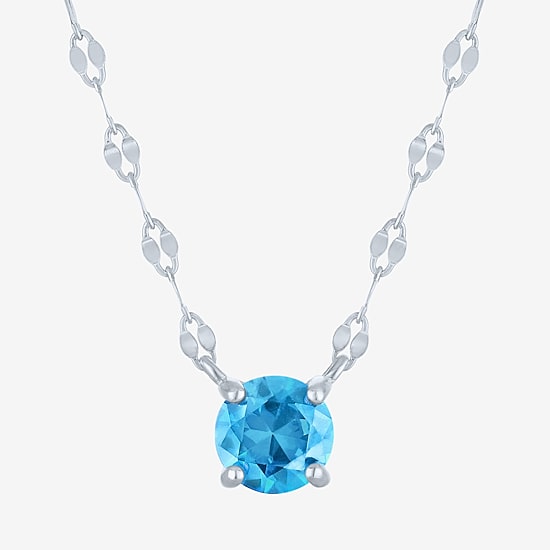 Gemstone Sterling Silver Round 16 Inch Pendant Necklace