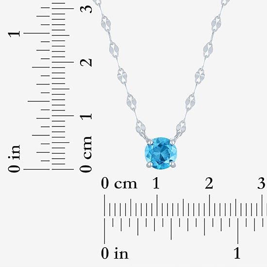 Gemstone Sterling Silver Round 16 Inch Pendant Necklace