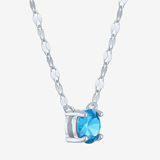 Gemstone Sterling Silver Round 16 Inch Pendant Necklace
