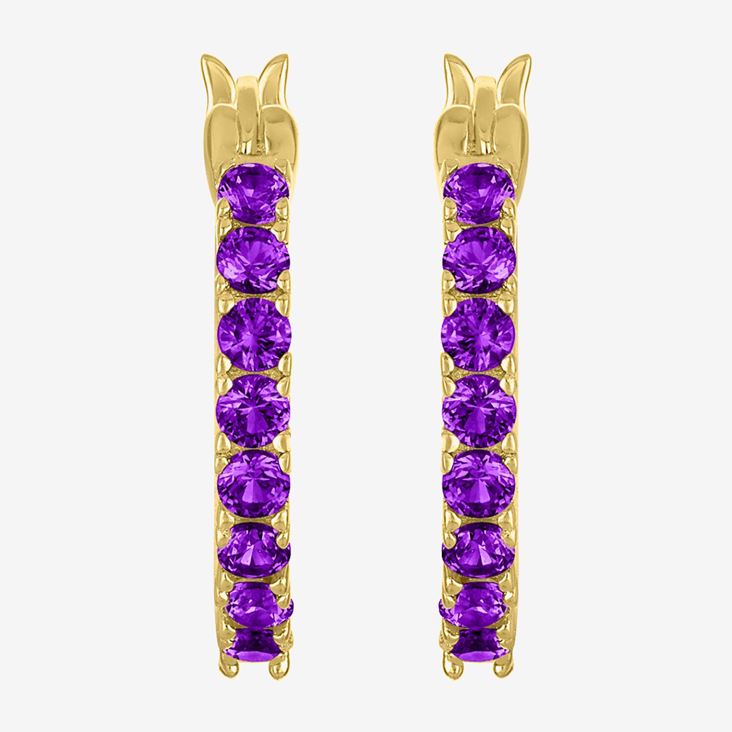 Gemstone 14K Gold Over Silver 16mm Hoop Earrings