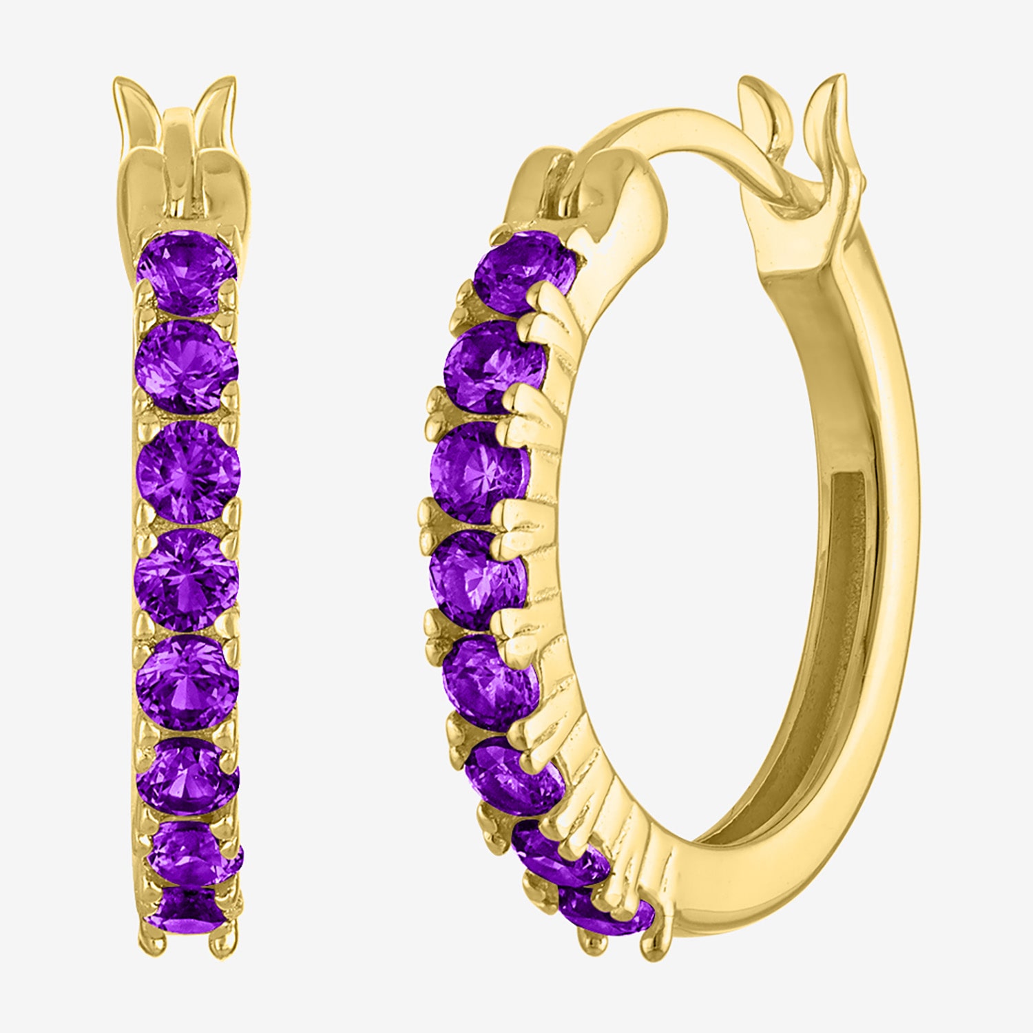 Gemstone 14K Gold Over Silver 16mm Hoop Earrings