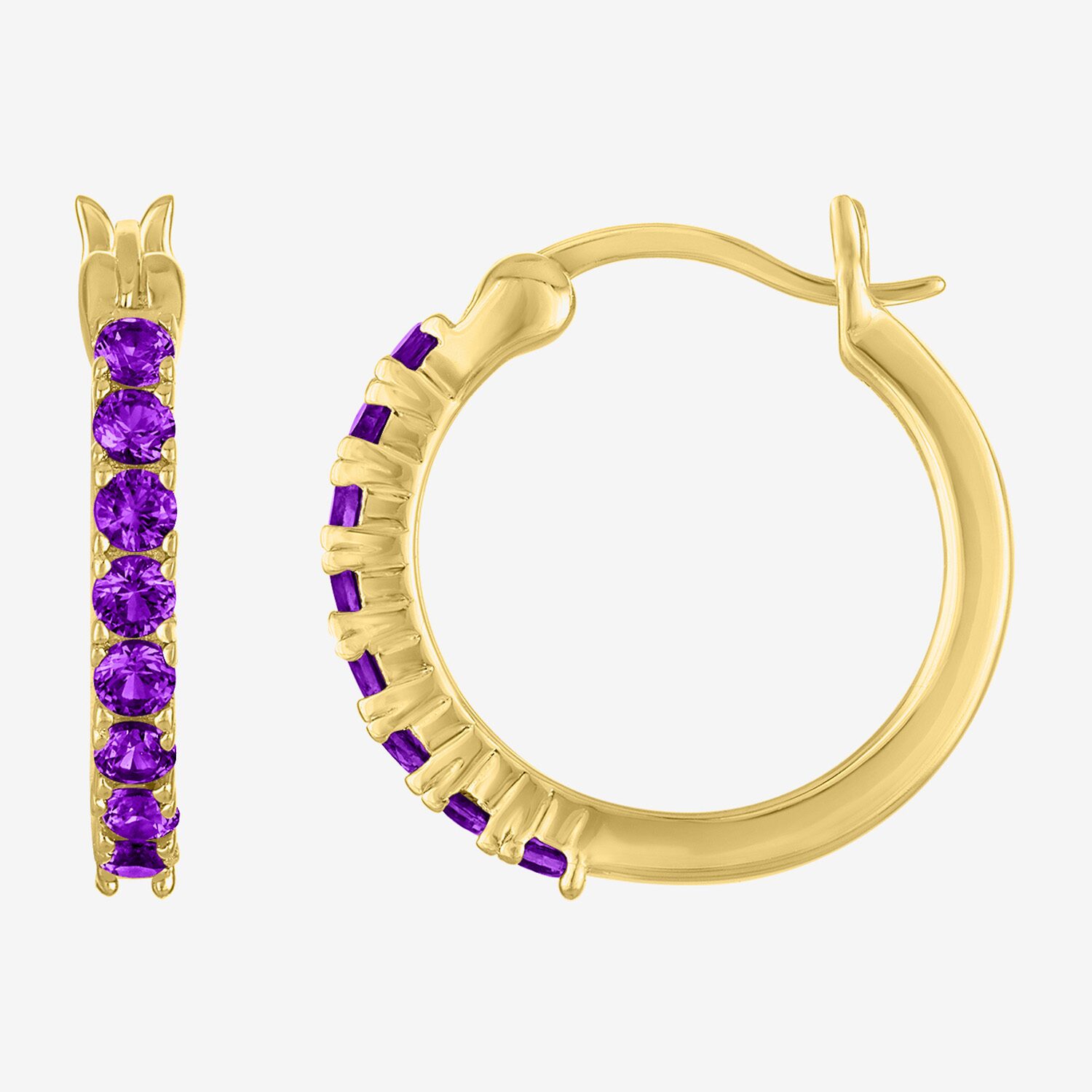Gemstone 14K Gold Over Silver 16mm Hoop Earrings