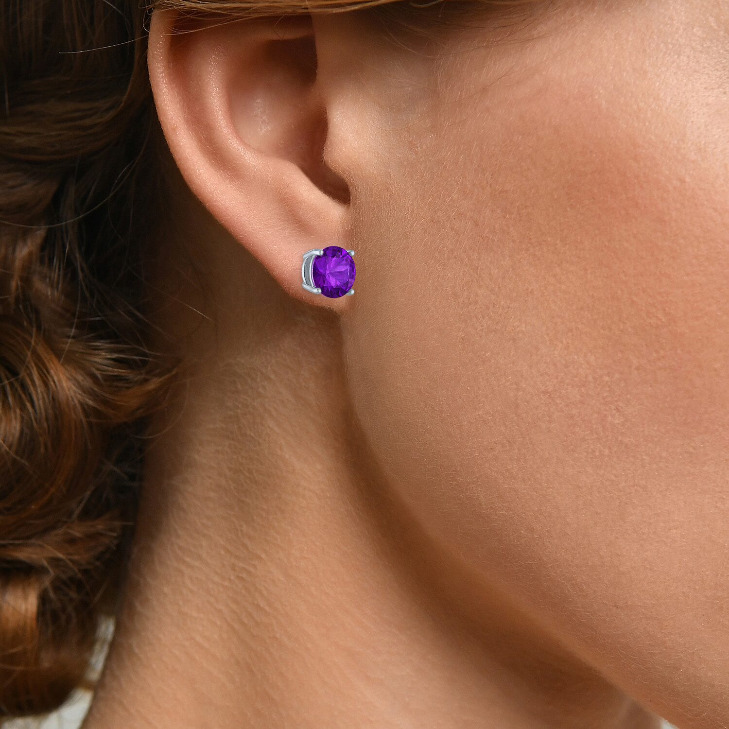Gemstone Sterling Silver 7mm Stud Earrings