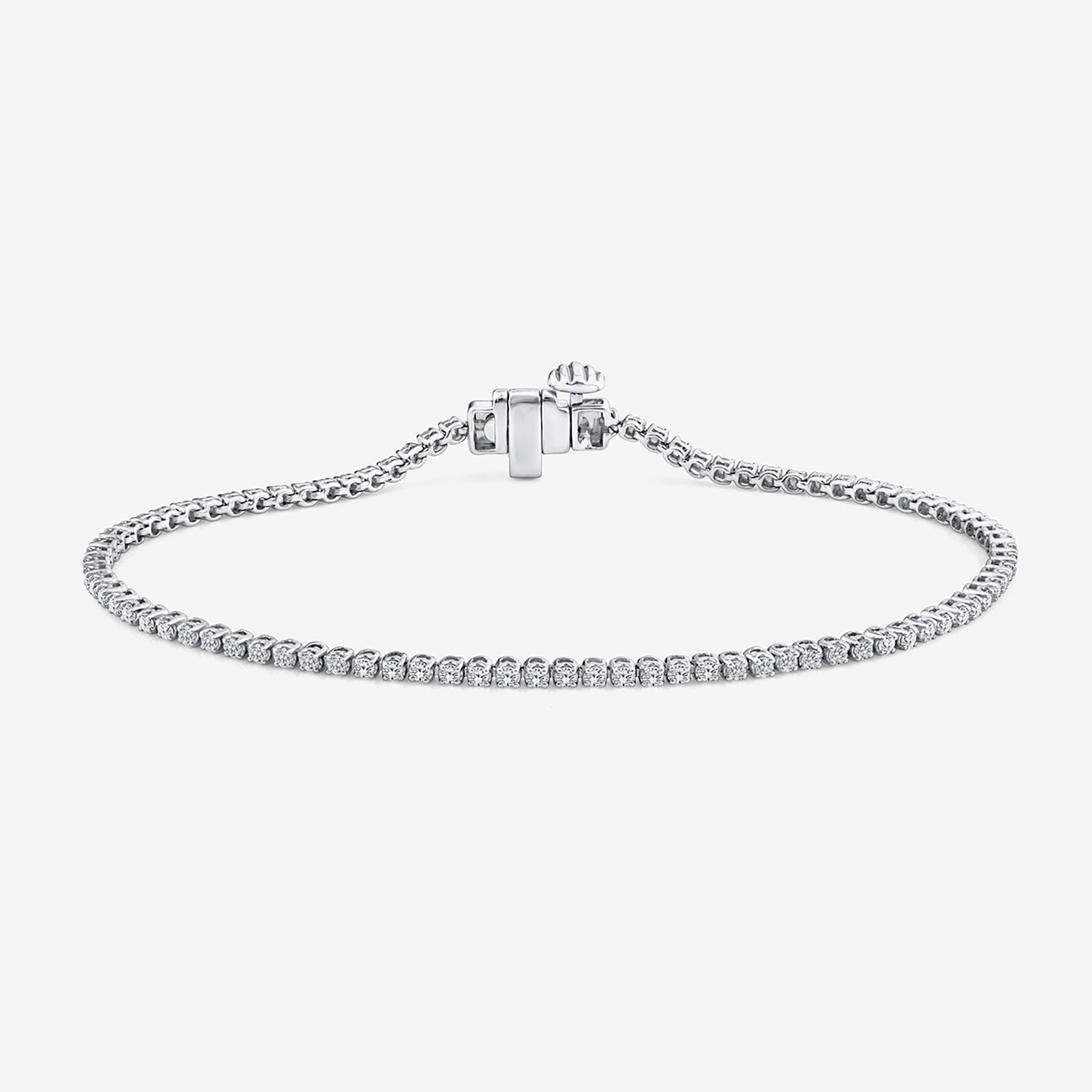 (F, Si2) Womens 1 1/10 CT. T.W.  Lab Grown White Diamond 10K Gold Round 8 Inch Tennis Bracelet