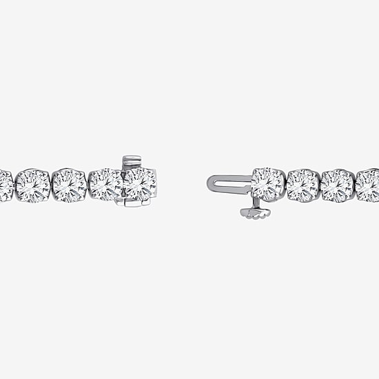 (F / Si2) Womens 15 1/10 Ct. T.W. Lab Grown White Diamond 14K Gold Round 7.25 Inch Tennis Bracelet