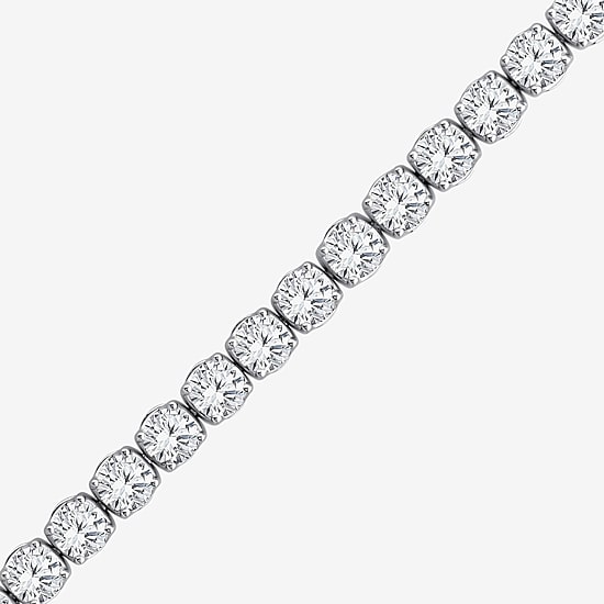 (F / Si2) Womens 15 1/10 Ct. T.W. Lab Grown White Diamond 14K Gold Round 7.25 Inch Tennis Bracelet