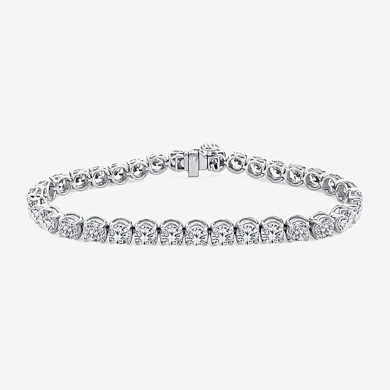 (F / Si2) Womens 12 3/4 Ct. T.W. Lab Grown White Diamond 14K Gold Round 6 1/2 Inch Tennis Bracelet