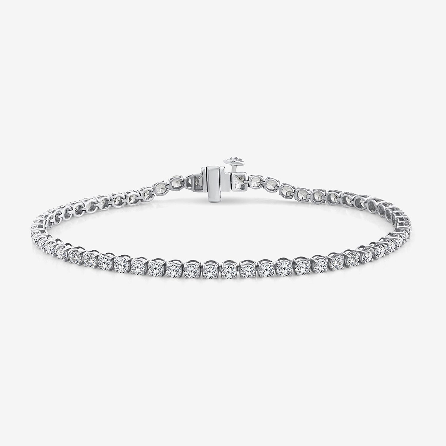 (F, Si2) Womens 3 1/2 CT. T.W Lab Grown White Diamond 14K Gold 6 1/2 Inch Tennis Bracelet