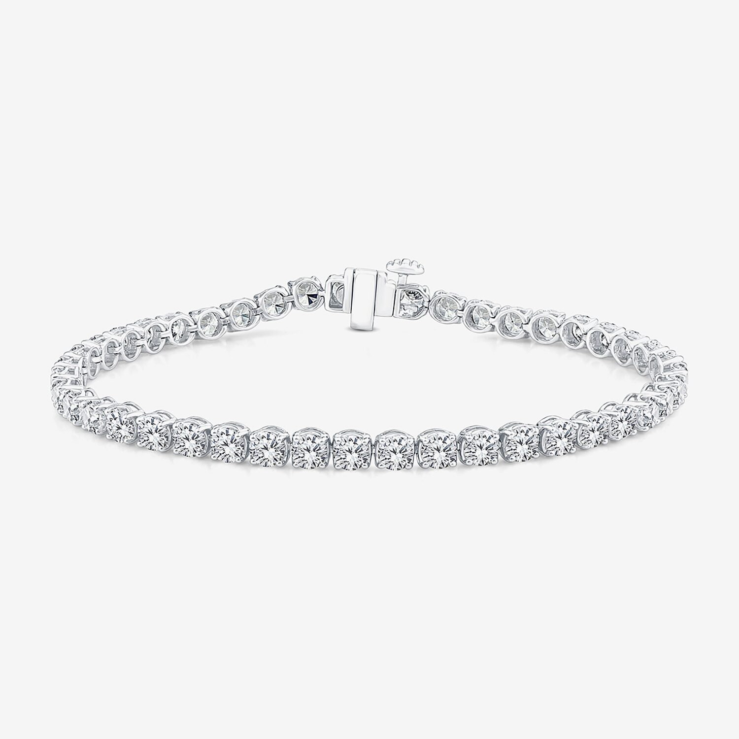 (F / Si2) Womens 6 1/2 Ct. T.W. Lab Grown White Diamond 14K Gold Round Inch Tennis Bracelet