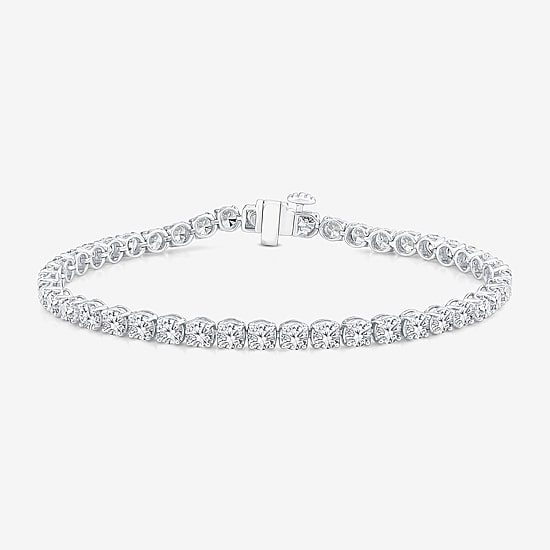 (F / Si2) Womens 6 1/2 Ct. T.W. Lab Grown White Diamond 14K Gold Round 6 1/2 Inch Tennis Bracelet