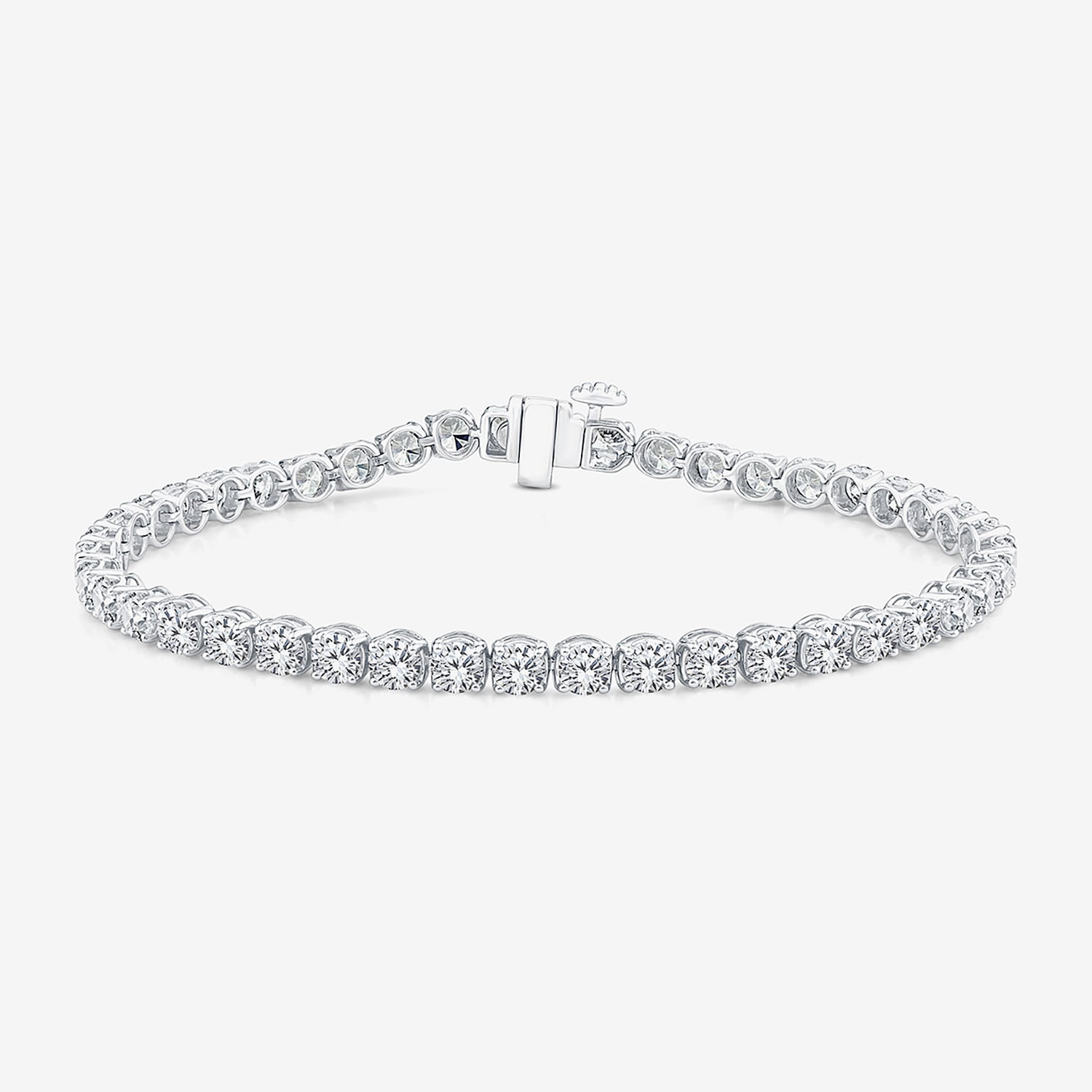 (F, Si2) Womens 7 Ct.T.W. Lab Grown White Diamond 14K Gold Round 7.25 Inch Tennis Bracelet