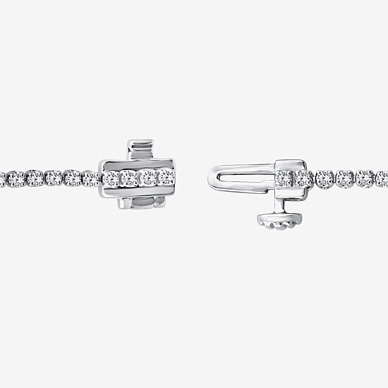 (F, Si2) Womens 1 CT. T.W. Lab Grown White Diamond 14K Gold Round 7.25 Inch Tennis Bracelet