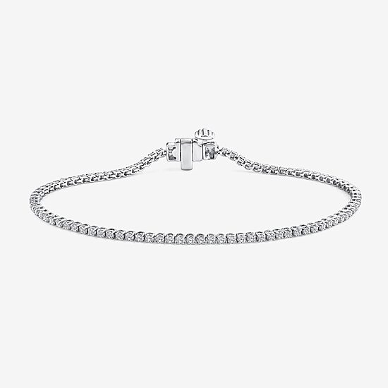 (F, Si2) Womens 1 CT. T.W. Lab Grown White Diamond 14K Gold Round 7.25 Inch Tennis Bracelet
