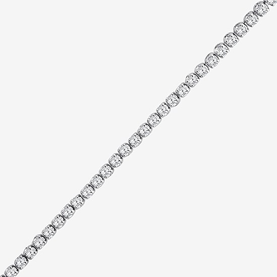 (F, Si2) Womens 1 CT. T.W. Lab Grown White Diamond 14K Gold Round 7.25 Inch Tennis Bracelet