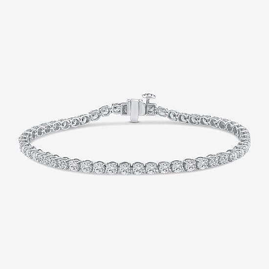 (F, Si2) Womens 5 3/4 CT. T.W. Lab Grown White Diamond 14K Gold Round 8 Inch Tennis Bracelet