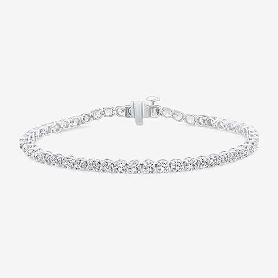 (F, Si2) Womens 6 3/4 Ct. T.W. Lab Grown White Diamond 10K Gold Round 8 Inch Tennis Bracelet