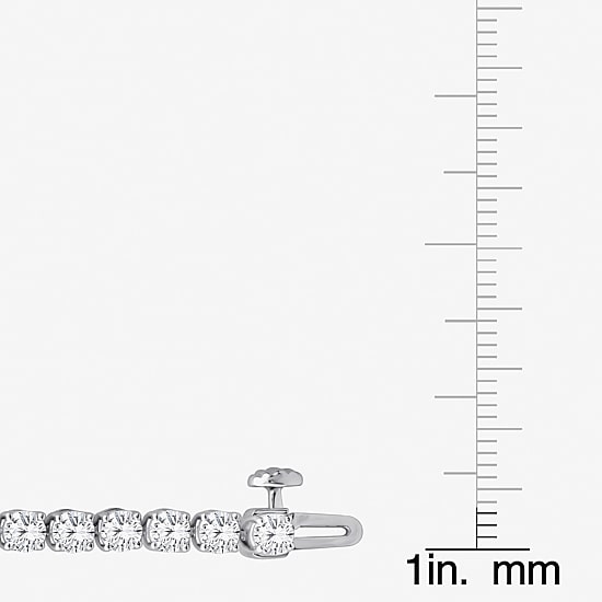 (F, Si2) Womens 6 3/4 Ct. T.W. Lab Grown White Diamond 10K Gold Round 8 Inch Tennis Bracelet
