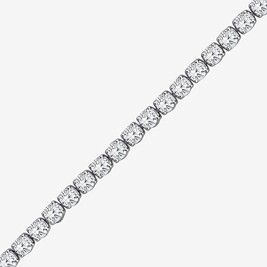 (F, Si2) Womens 6 3/4 Ct. T.W. Lab Grown White Diamond 10K Gold Round 8 Inch Tennis Bracelet