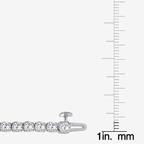 (F, Si2) Womens 6 3/8 Ct. T.W. Lab Grown White Diamond 14K Gold Round 7.5 Inch Tennis Bracelet