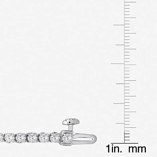 (F, Si2) Womens 3 1/6 Ct. T.W. Lab Grown White Diamond 14K Gold 7.25 Inch Tennis Bracelet