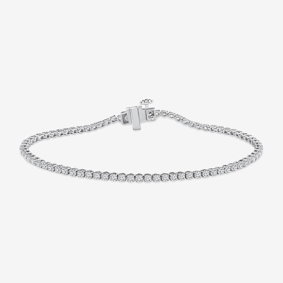 (F, Si2) Womens 2 1/8 Ct. T.W. Lab Grown White Diamond 10K Gold 7.25 Inch Tennis Bracelet