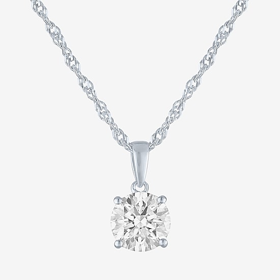 G-H/ Si1-Si2 Womens 2 CT. Lab Grown White Diamond Sterling Silver Round 18 Inch Pendant Necklace
