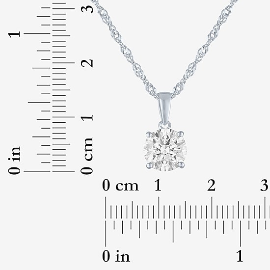 G-H/ Si1-Si2 Womens 2 CT. Lab Grown White Diamond Sterling Silver Round 18 Inch Pendant Necklace