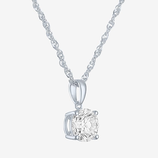 G-H/ Si1-Si2 Womens 2 CT. Lab Grown White Diamond Sterling Silver Round 18 Inch Pendant Necklace