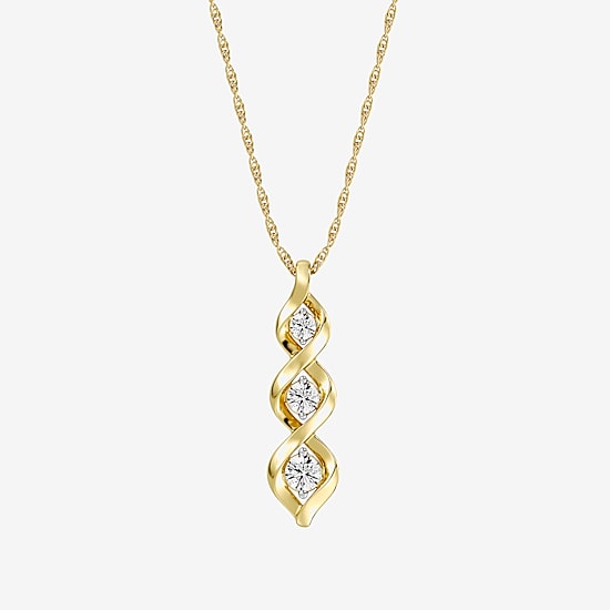 Yes, Please! Womens Lab Created White Sapphire 14K Gold Over Silver 18 Inch Pendant Necklace