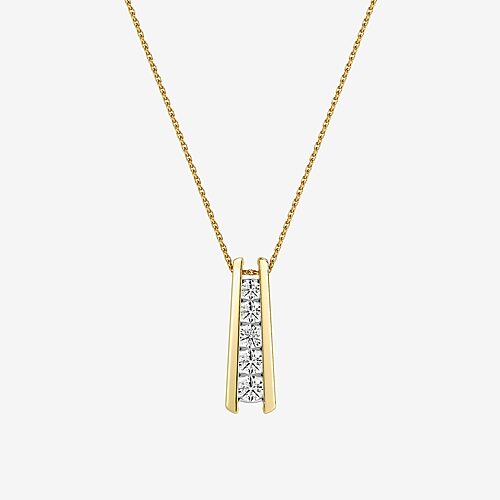 Timeless Yes, Please! Womens Lab Created White Sapphire Sterling Silver 18 Inch Pendant Necklace, One Size, Yellow