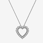 Yes, Please! (G, I2) Womens 1/10 CT. T.W. Lab Grown White Diamond Sterling Silver Heart 18 Inch Pendant Necklace