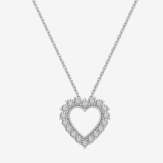Yes, Please! (G, I2) Womens 1/10 CT. T.W. Lab Grown White Diamond Sterling Silver Heart 18 Inch Pendant Necklace