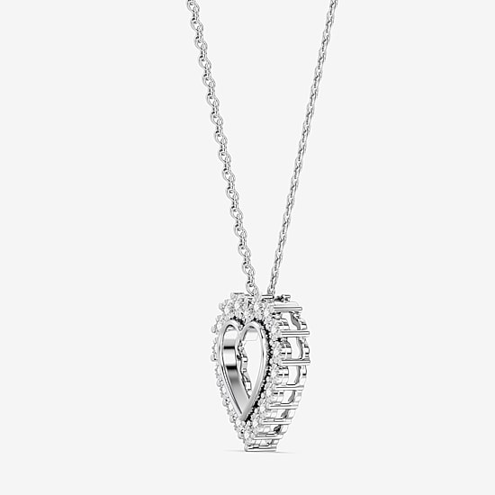 Yes, Please! (G, I2) Womens 1/10 CT. T.W. Lab Grown White Diamond Sterling Silver Heart 18 Inch Pendant Necklace