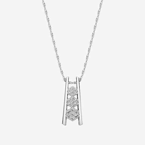 Yes, Please! (G/Si1-Si2) Womens 1/4 CT. T.W. Lab Grown White Diamond Sterling Silver Pendant, One Size, White