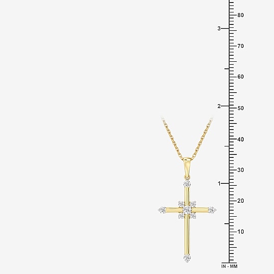 Yes, Please! (G/Si1-Si2) Womens 1/4 CT. T.W. Lab Grown White Diamond 14K Gold Over Silver Cross Pendant