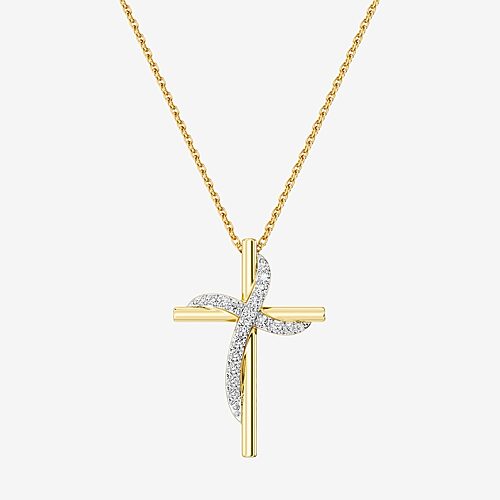Yes, Please! (G, Si1-Si2) Womens 1/4 CT. T.W. Lab Grown White Diamond 14K Gold Over Silver Cross 18 Inch Pendant Necklace, One Size, Yellow