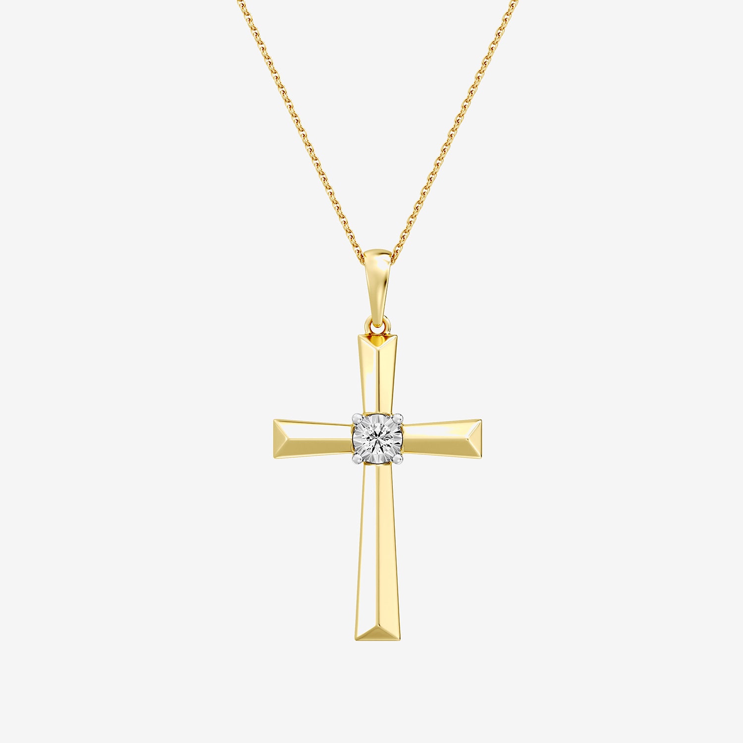 Yes, Please! (G, I2) Womens 1/10 CT. T.W. Lab Grown White Diamond 14K Gold Over Silver Cross 18 Inch Pendant Necklace