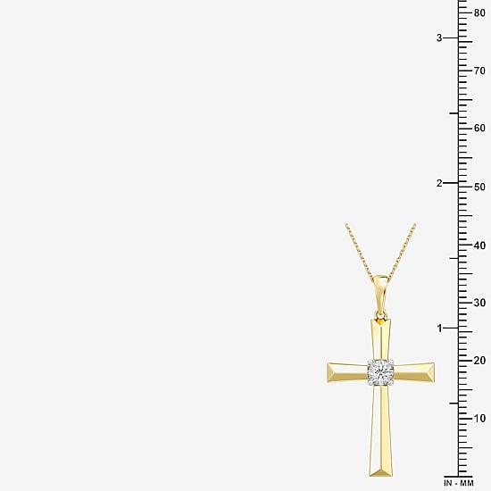 Yes, Please! (G, I2) Womens 1/10 CT. T.W. Lab Grown White Diamond 14K Gold Over Silver Cross 18 Inch Pendant Necklace
