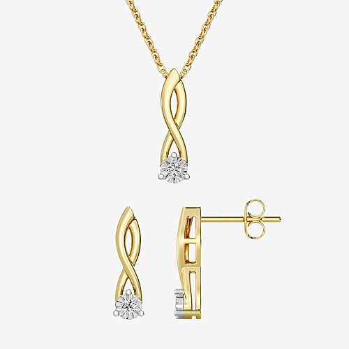 Yes, Please!, (G,I2) Womens 1/10 CT. T.W. Lab Grown White Diamond 14K Gold Over Silver 2-pc. Jewelry Set, One Size, Yellow