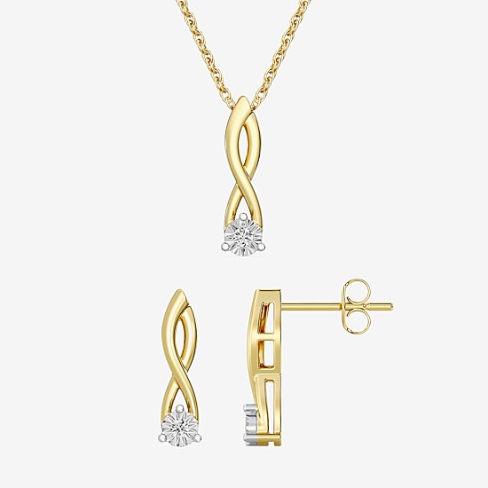 Yes, Please!, (G,I2) Womens 1/10 CT. T.W. Lab Grown White Diamond 14K Gold Over Silver 2-pc. Jewelry Set