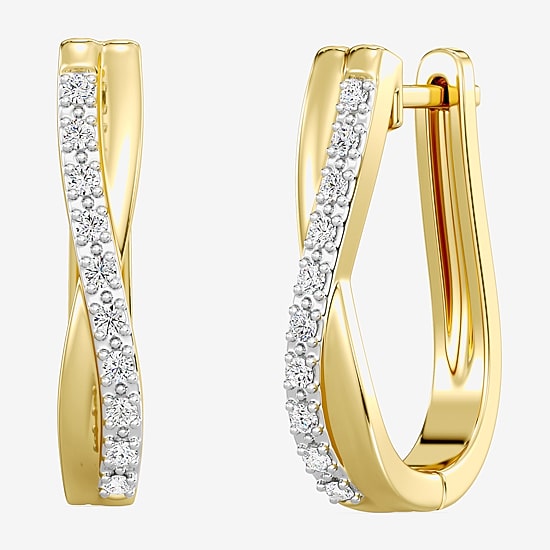 Yes, Please!, (G/I2) Womens 1/10 CT. T.W. Lab Grown White Diamond 14K Gold Over Silver 2 Pair Earring Set