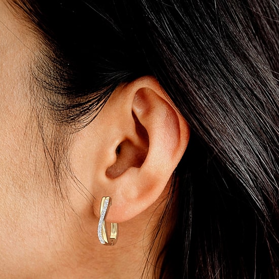 Yes, Please!, (G/I2) Womens 1/10 CT. T.W. Lab Grown White Diamond 14K Gold Over Silver 2 Pair Earring Set