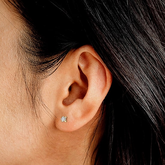 Yes, Please!, (G/I2) Womens 1/10 CT. T.W. Lab Grown White Diamond 14K Gold Over Silver 2 Pair Earring Set
